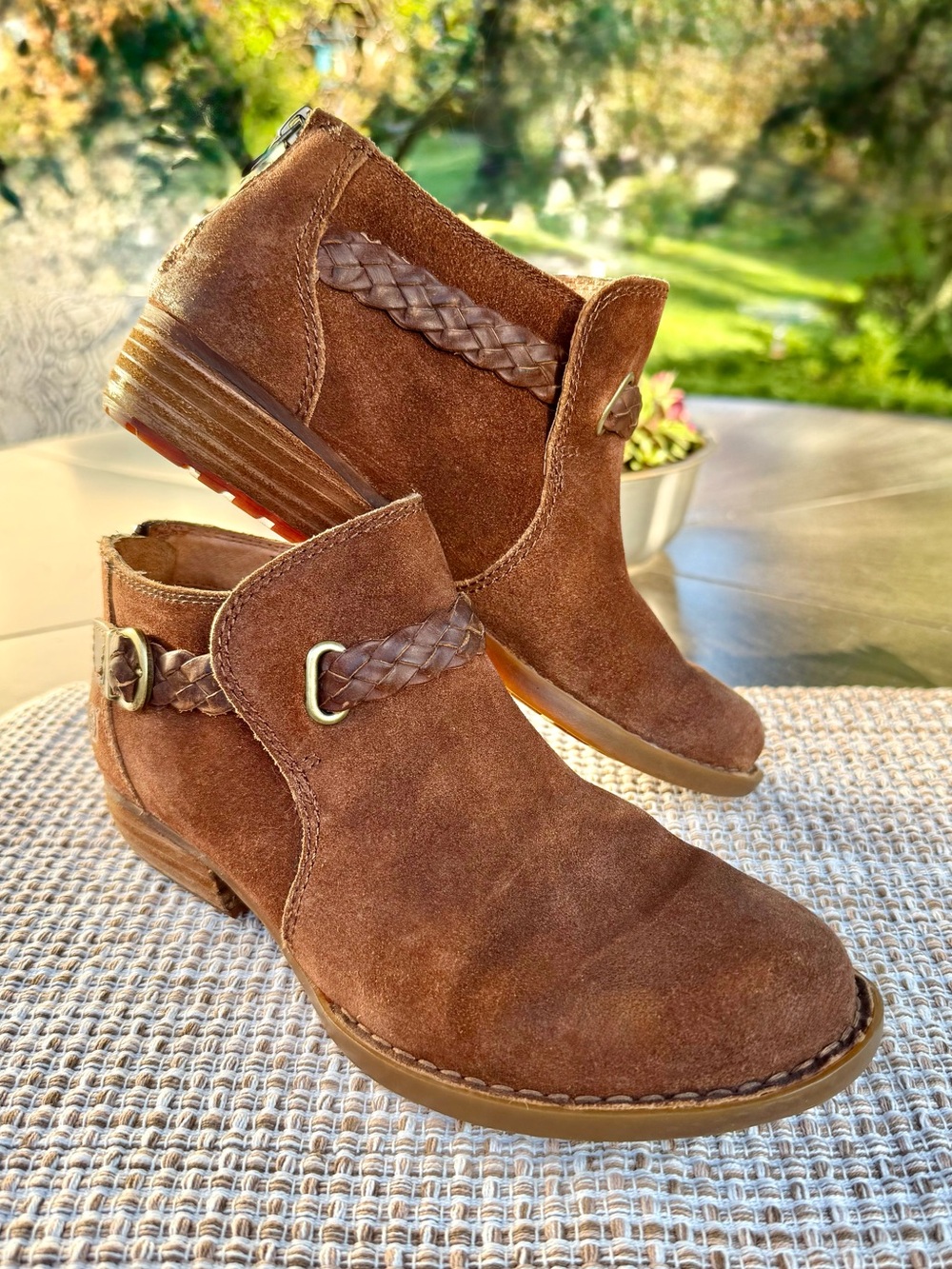 Born Sylvia Brown Suede Ankle Booties
